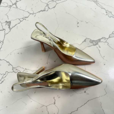 Dècolletè Slingback In Ecopelle Scalzato Con Tacco A Spillo Quad