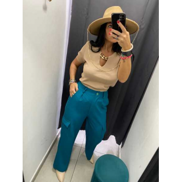 Pantalone Classico A Palazzo Modello Cargo