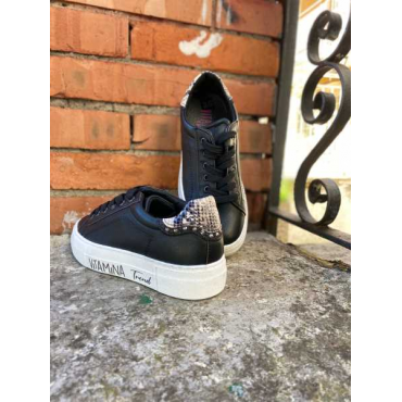 Sneakers Bassa Suola Alta In Ecopelle Con Talloncino Pitonato