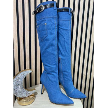 Stivale In Jeans Alto Al Ginocchio