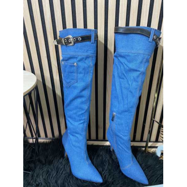 Stivale In Jeans Alto Al Ginocchio