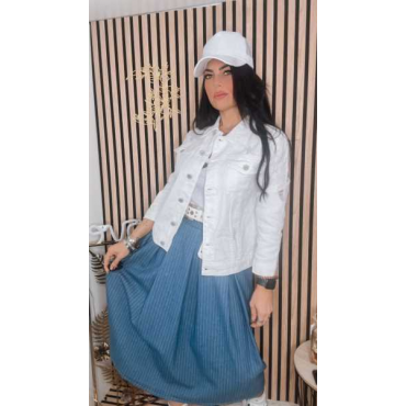 Gonna A Ruota In Jeans Gessata
