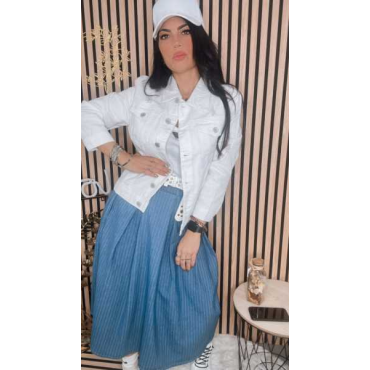 Gonna A Ruota In Jeans Gessata