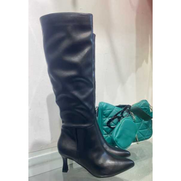 Stivale In Ecopelle  Al Ginocchio Altezza Gambale 38 Cm   Tacco 