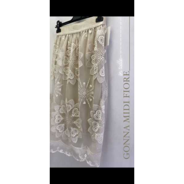 Gonna Midi In Tulle Con Ricami Floreale