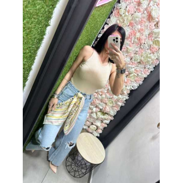 Jeans A Palazzo Con Bandana 