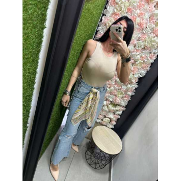 Jeans A Palazzo Con Bandana 