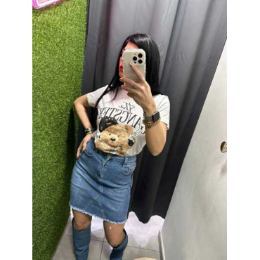 Mini Gonna In Jeans Vita Alta 