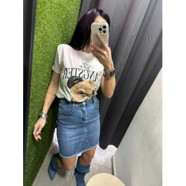 Mini Gonna In Jeans Vita Alta 