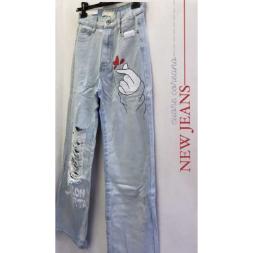 Jeans Palazzo Disegno Cuore Coreano
