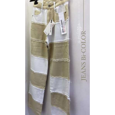 Jeans Palazzo A Strisce Bicolore