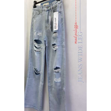 Jeans Palazzo Lavaggio Chiaro Con Strappi