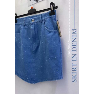 Minigonna In Denimi Con Ministrass