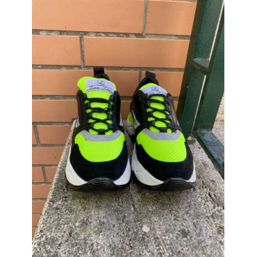 Scarpa Running Con Platform 5 Cm Fondo Liscio Tomaia In Tela Tra