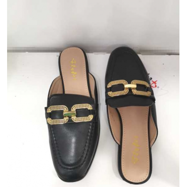 Mules Piatte In Ecopelle Tacco 1 Cm Punta Allungata Cucitura Sul
