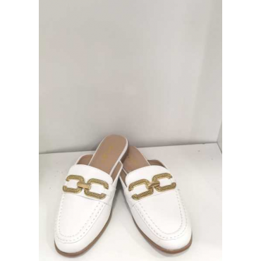 Mules Piatte In Ecopelle Tacco 1 Cm Punta Allungata Cucitura Sul