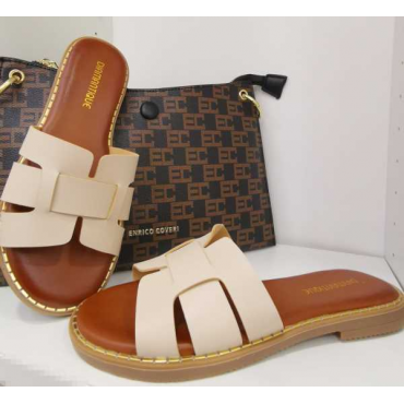 Scalzato In Ecopelle  Con Fascia Larga Intrecciata Soletta Platf