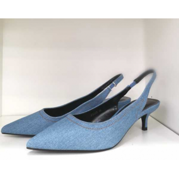 Chanel Di Jeans Tacco Basso A Spillo 4,5 Cm  Fibbia Al Tallone C