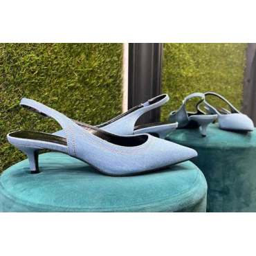 Chanel Di Jeans Tacco Basso A Spillo 4,5 Cm  Fibbia Al Tallone C
