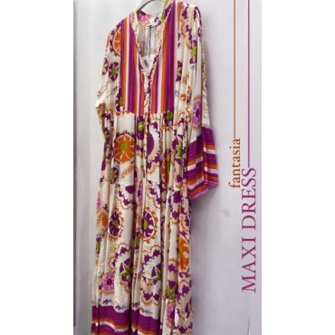 Maxi Abito Fantasia Floreale Multicolor