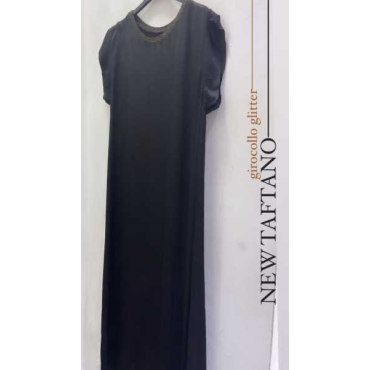 Maxi Vestito Taftano Con Girocollo Glitter 