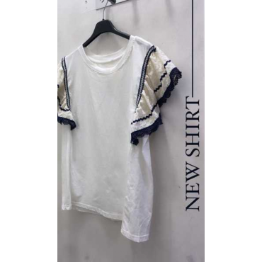 Maglia Basic Con Maniche In Pizzo Sangallo
