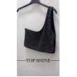 Top Crop Interamente Brillantinato Monospalla