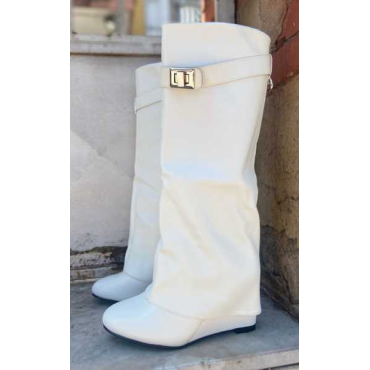 Stivale Alto In Simil Pelle Con Ripiegone 