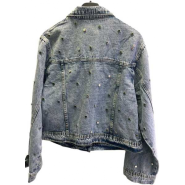Giacca In Jeans Con Applicazioni Gioiello E Borchie
