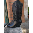 Camperos Texano In Ecopelle Tacco Mezza Luna  7 Cm Gambale Alto 