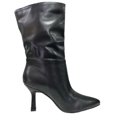 Stivaletto In Ecopelle Champagne Effetto Satinato Con Tacco A Ro