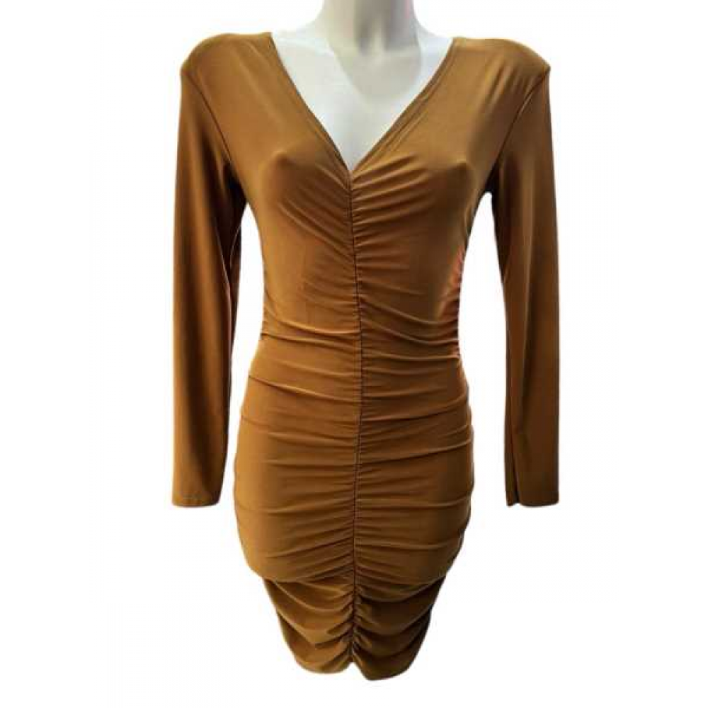 Dress Arricciato Collo A V