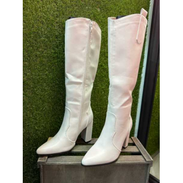 Stivale Alto Liscio Bianco