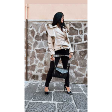Giacca Zip Ecopelle Manica Lunga 
