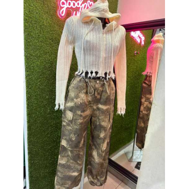 Pantalone Mimetico Con Elastico E Tasconi 