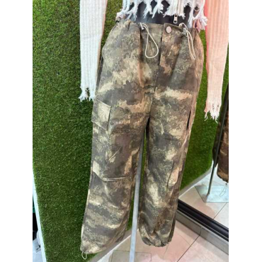 Pantalone Mimetico Con Elastico E Tasconi 