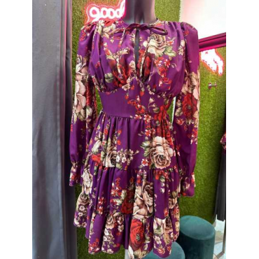 Vestito A Fiori Con Elastico 