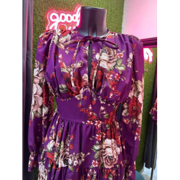 Vestito A Fiori Con Elastico 