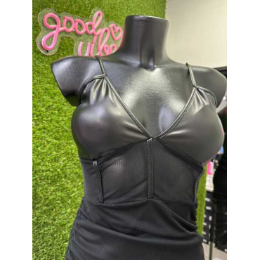 Vestito Sexy Con Bredella E Pelle  Con Velo