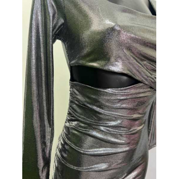 Dress Con Spacco In Vita Laminato