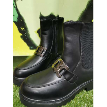 Mocassino Alto Con Elastico Laterale E Fibbia 