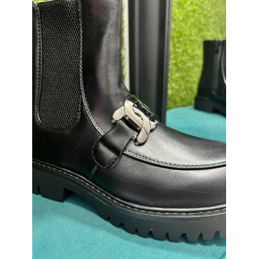Mocassino Alto Con Elastico Laterale E Fibbia 