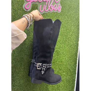 Stivale Donna In Camoscio Con Zip E Fibbia