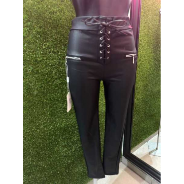 Pantalone Con Stringhe In Ecopelle