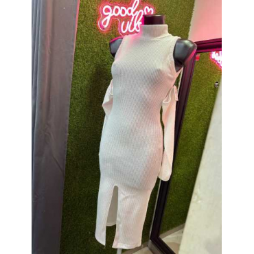 Vestito In Lana Rasasta Con Manicotti