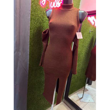 Vestito In Lana Rasasta Con Manicotti