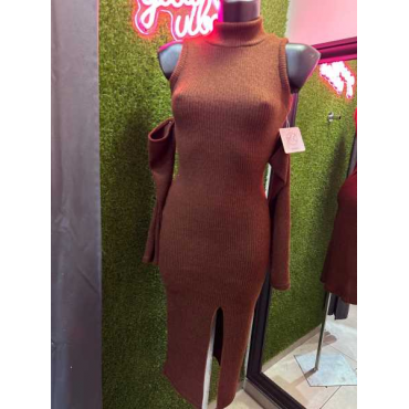 Vestito In Lana Rasasta Con Manicotti