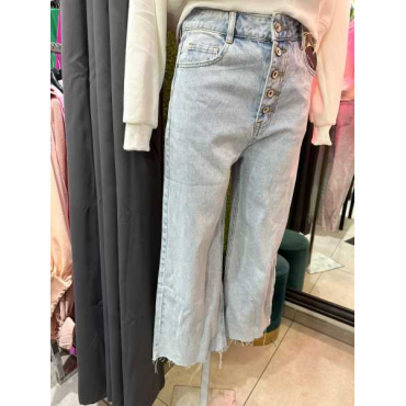 Jeans Alta Vita Con Con Bottoni E Lavaggio Top