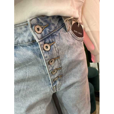 Jeans Alta Vita Con Con Bottoni E Lavaggio Top