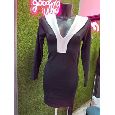 Vestito Con Scollo A V Chiusura Con Zip